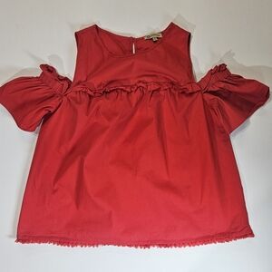 Democracy Cold Shoulder Blouse Womens Small Red
